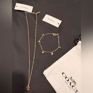 Coach Gold Necklace and Bracelet Set